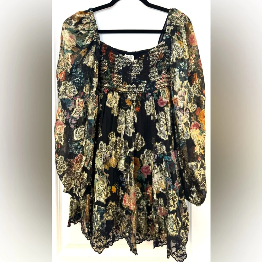 HEMANT & NANDITA Multicolor Rafa Short Floral Long Sleeve Dress - Picture 6 of 11